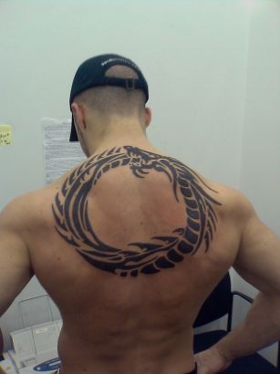 Back Tribal Dragon Tattoos Design